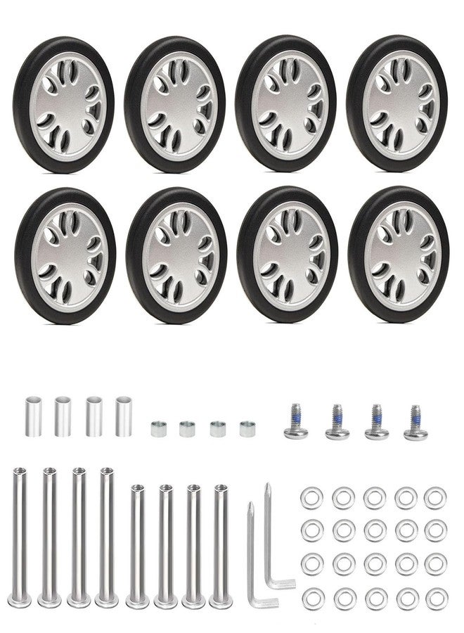 FSATNDE Suitcase Replacement Wheels Kit 50mmx15mm Double Luggage Wheels Silver Rubber Suitcase Replacement Wheels for Worn Out Luggage Spinner Dual Wheels Trolley Roller Repair, 8PCS - Image 1